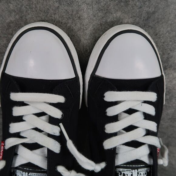 Levis Shoes Womens 8.5 Sneakers Slip On Casual Canvas Comfort Tech Black Flats - Picture 9 of 14